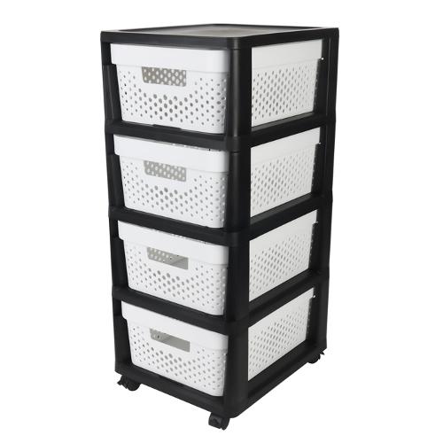4 Drawer Basket Black White