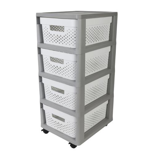 4 Drawer Basket Grey White