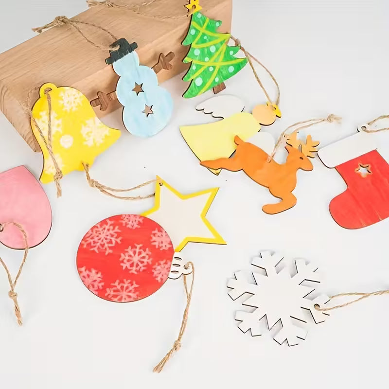 DIY Wooden Ornaments Kit - 10 Pack
