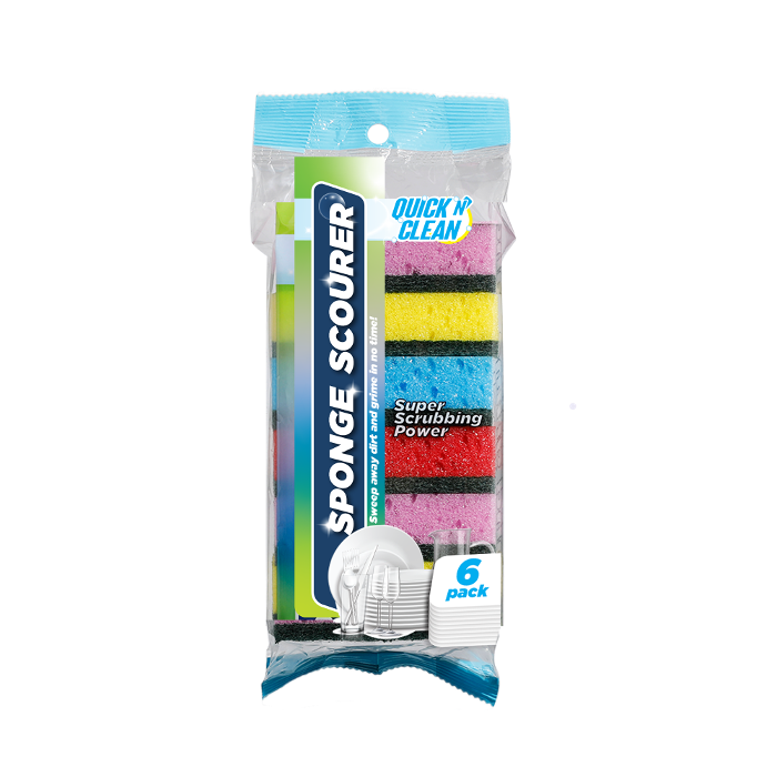 Multicoloured Sponge Scourer - 6 Pack