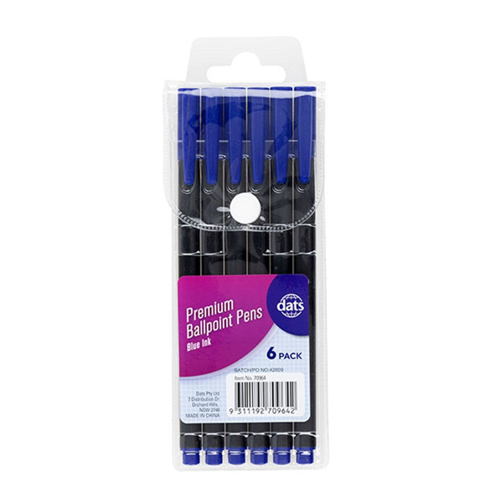 Premium Ballpoint Pen With Cap (6 Pack)