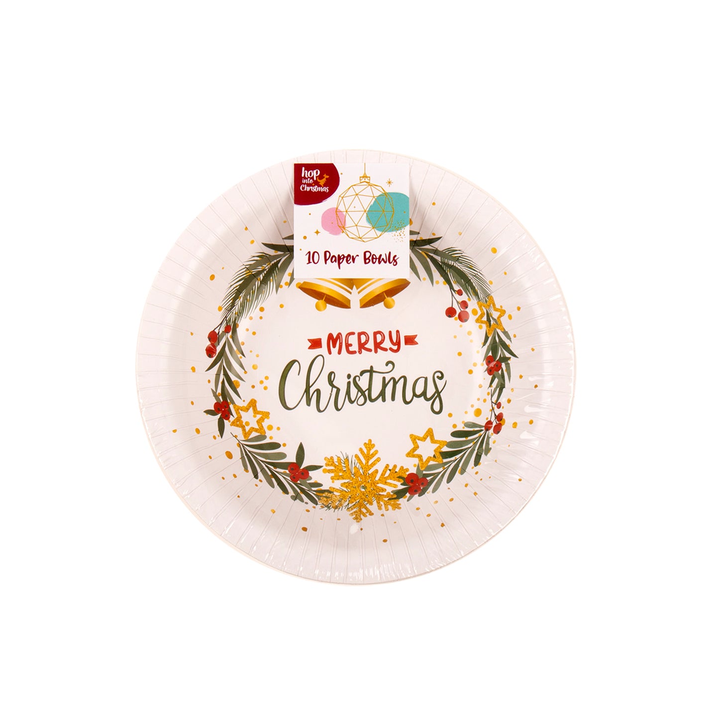 Christmas Paper Bowl 16.5cm Printed 10pk