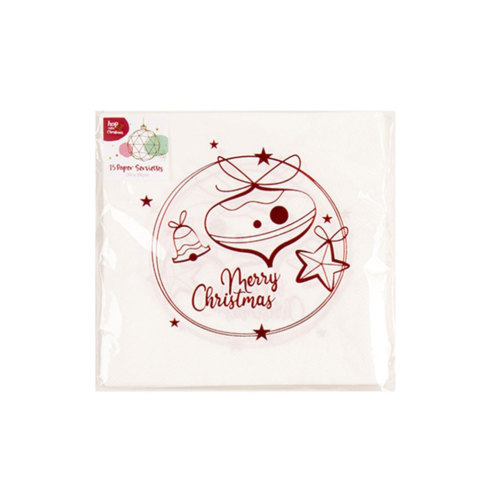 Christmas Serviette/Napkin - Foil Design - 15pk