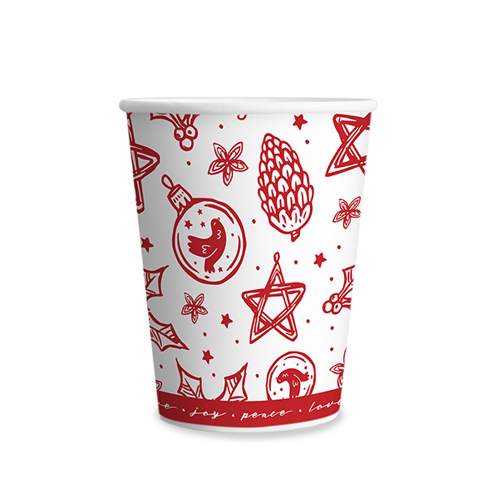 Christmas Print Paper Cups 220mL 30pk