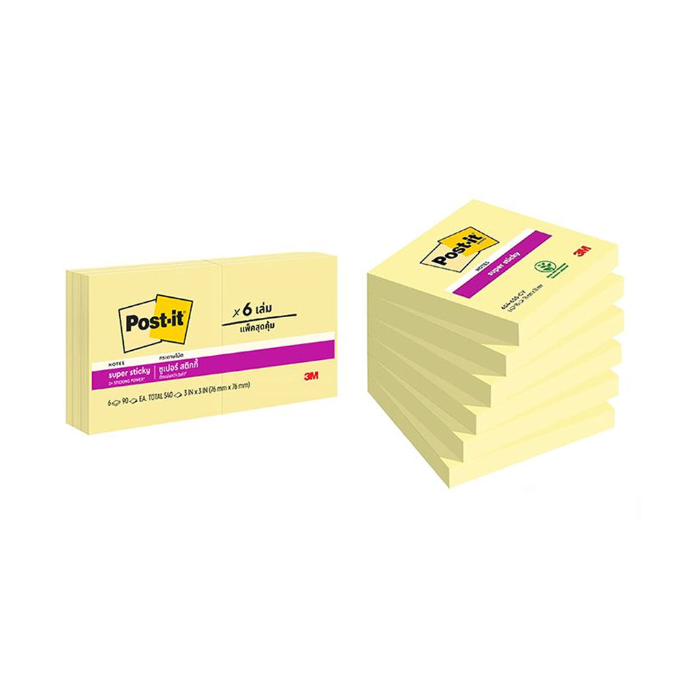 Post-it Notes Yellow - 6 Pack x 90 Sheets (76mm x 76mm)