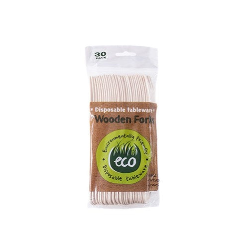Eco Friendly Wooden Forks (30 Pack)