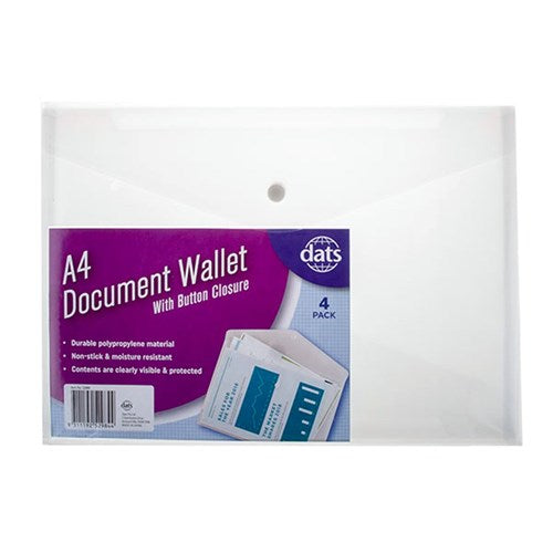 A4 Document Wallet (4 Pack)