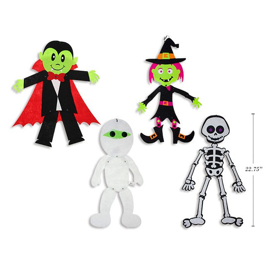 Halloween Hanging Decoration With Glitter (4pcs)