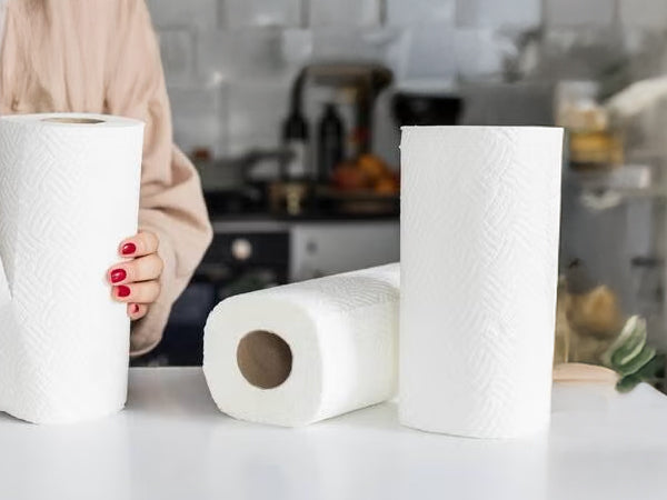 3 paper towel rolls on a table