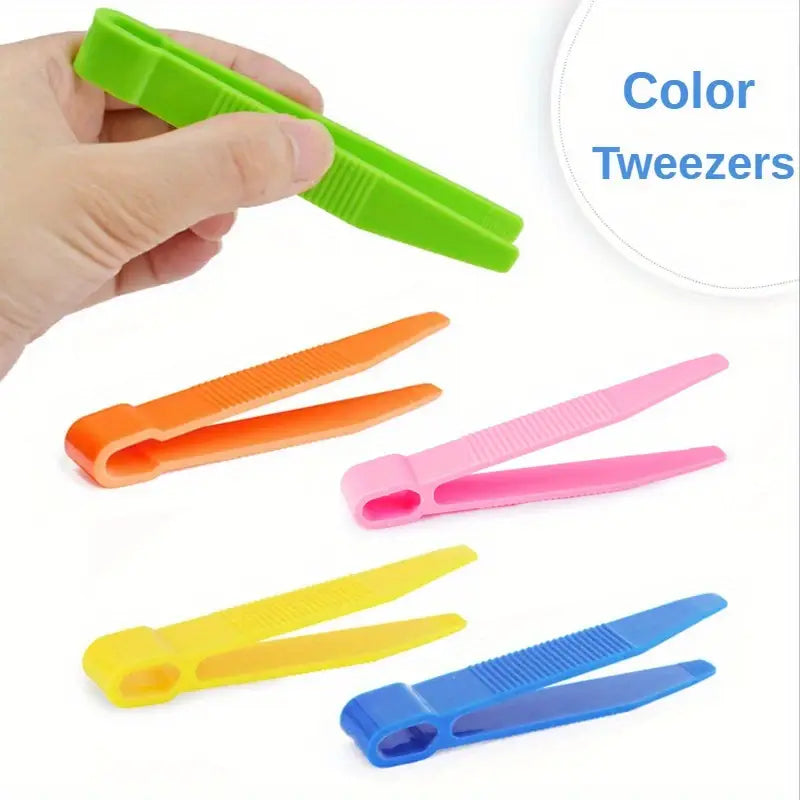 Small Plastic Tweezers (5 Colours) - 10 Pack