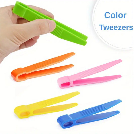 Small Plastic Tweezers (5 Colours) - 10 Pack