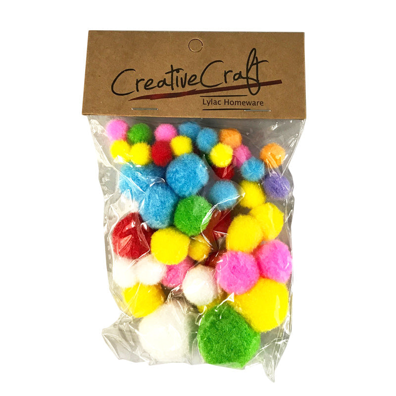 Colourful Pom Poms - 50pcs