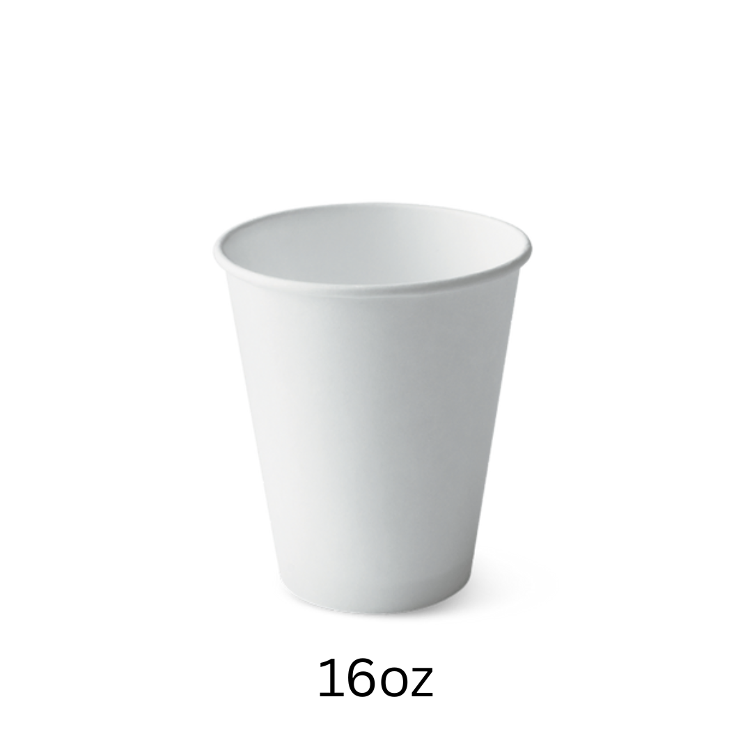Takeaway Coffee Cups - White - 16oz (50 pcs)