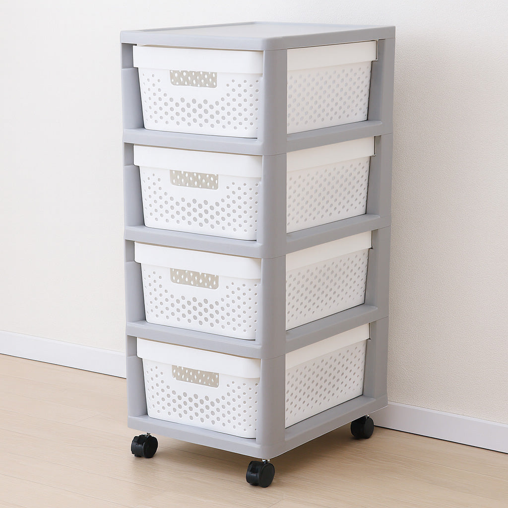 4 Drawer Basket - Grey/White