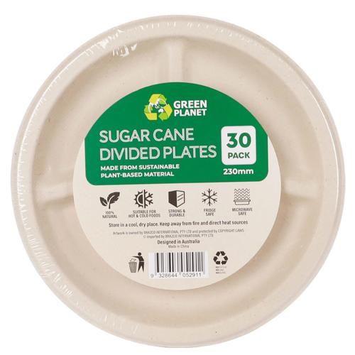 Sugar Cane Divided Plates - 30 Pack
