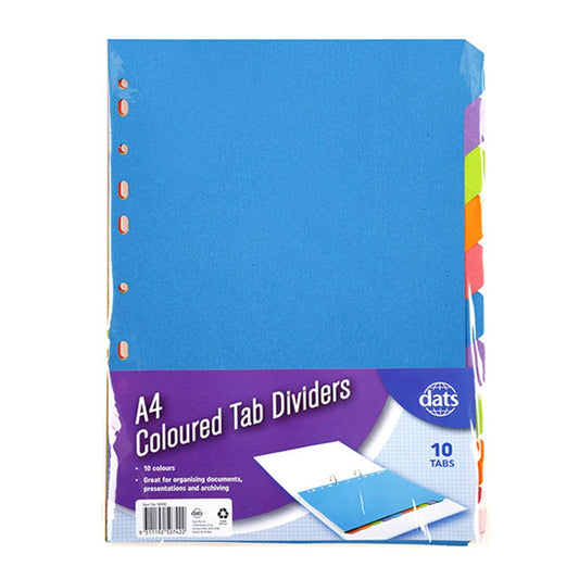 A4 Tab Dividers Paperboard (10 Tabs)- 160gsm