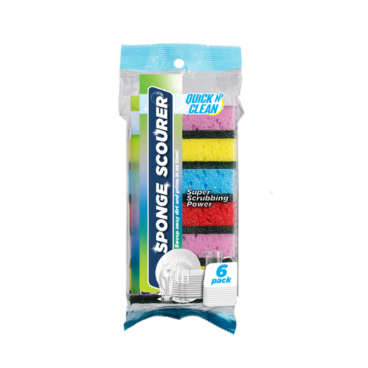 Multicoloured Sponge Scourer - 6 Pack
