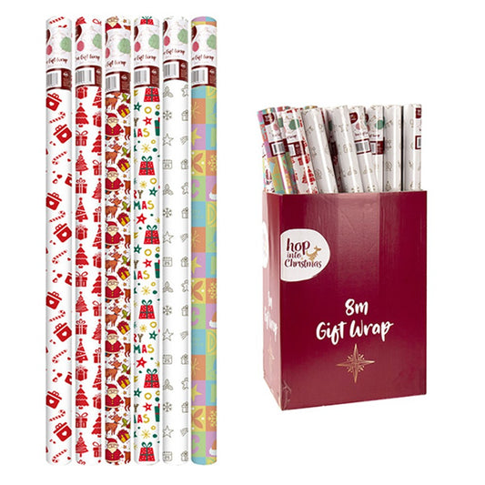 Christmas Wrapping Paper - Assorted - 8Mx70cm Roll
