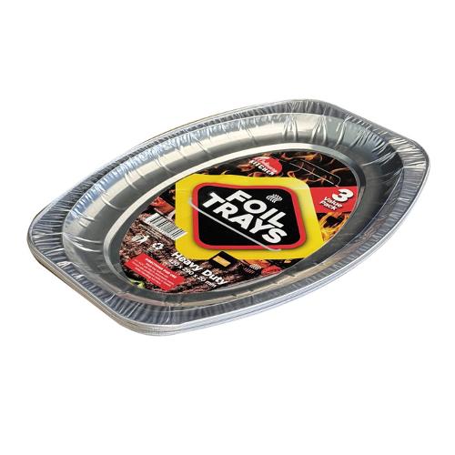 Foil Oval Tray - 42x28cm (3 Pack)