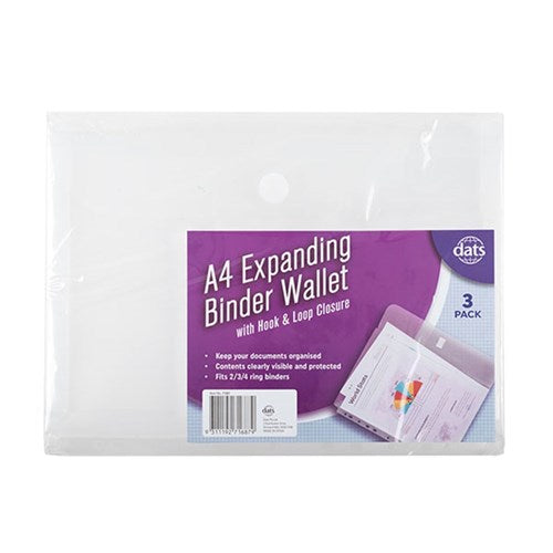 Clear Folder Wallet A4 Binder 3pk