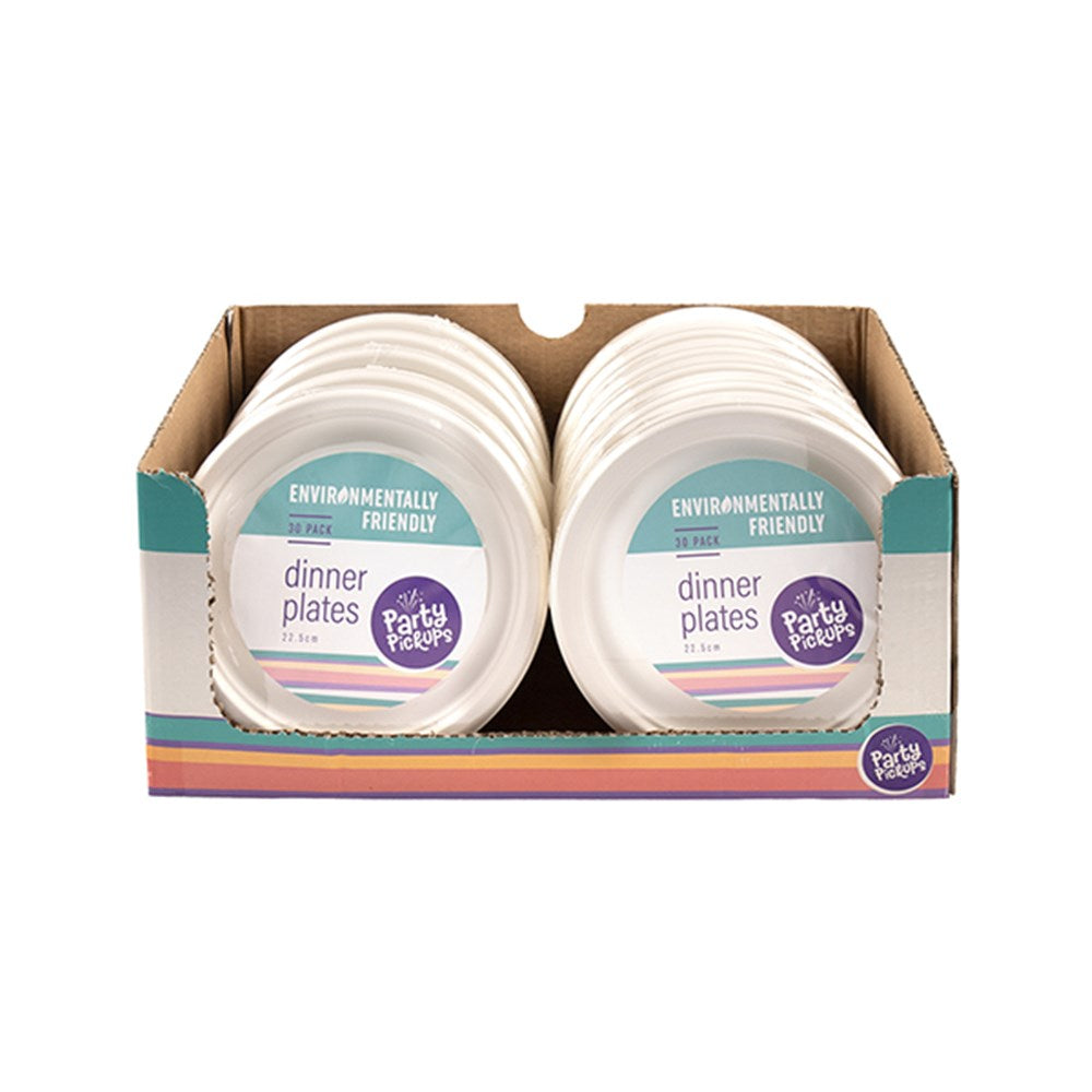 Eco Friendly White Dinner Plates - 30 Pack