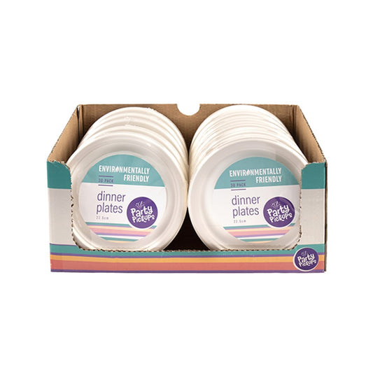 Eco Friendly Plate Dinner 22.5cm - White (30pk)