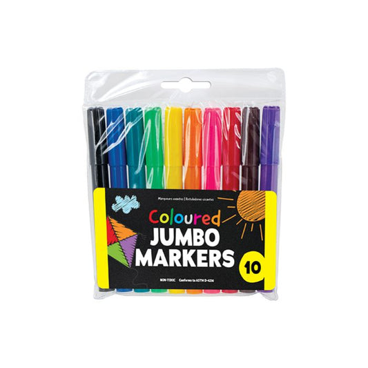 Coloured Jumbo Markers - 10 Pack