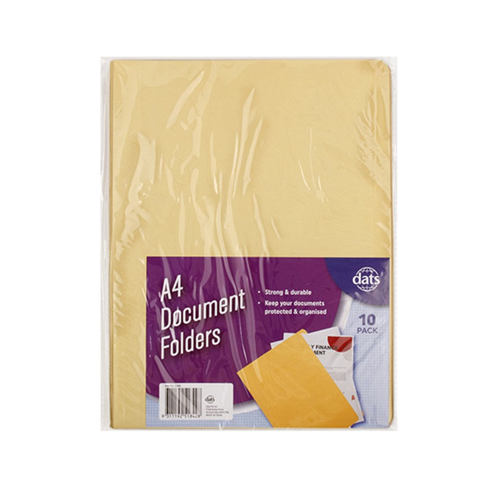 A4 Manila Document Folder - 10 Pack