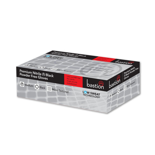 Bastion Premium Nitrile Black Gloves - Powder Free - Micro Textured