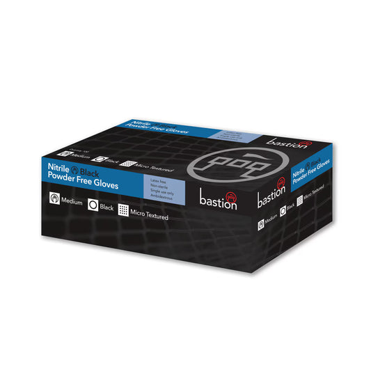Bastion Nitrile Black Gloves Powder Free - Butchers Gloves