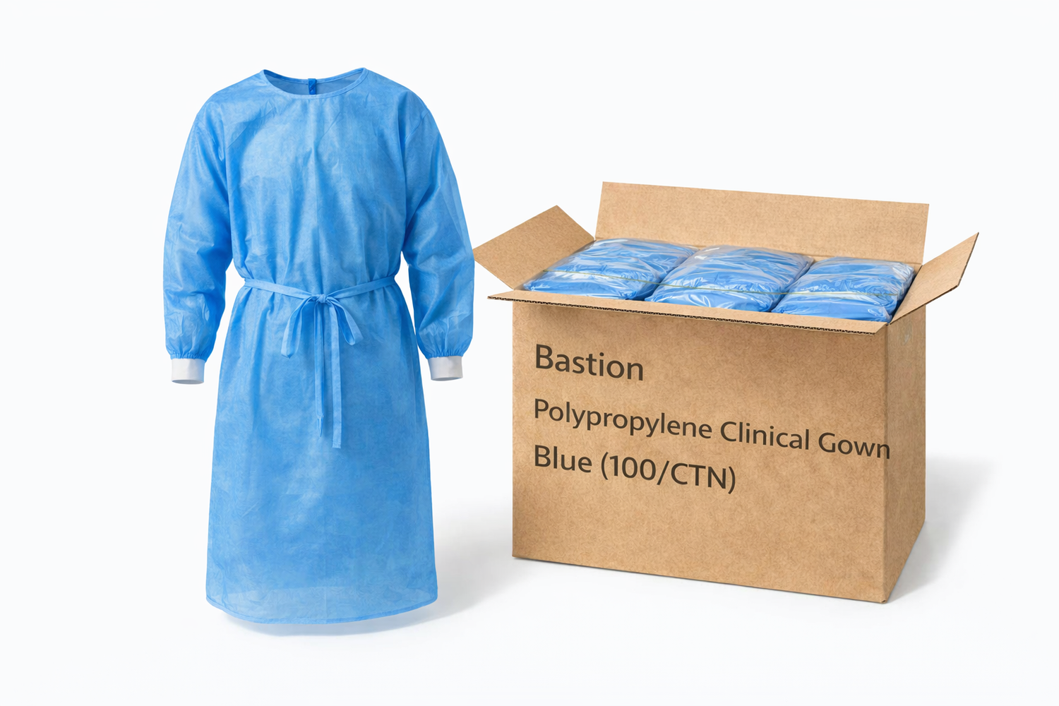 Bastion Polypropylene Clinical Gown Blue (100/CTN)