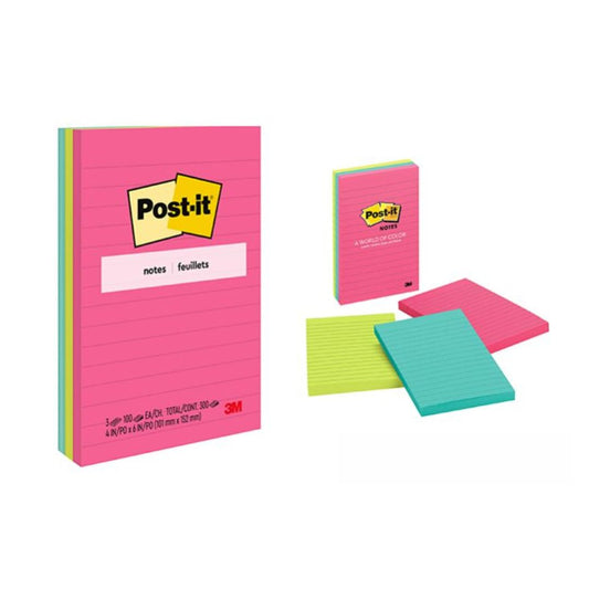 Post-It Lined Note Pad - 101mm x 152mm - 300 Sheets