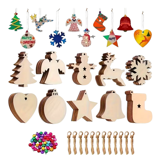 DIY Wooden Ornaments Kit - 10 Pack