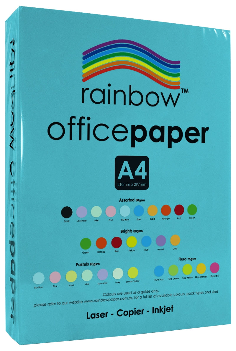 Rainbow Office Paper A4 80Ggsm - 500 Sheets