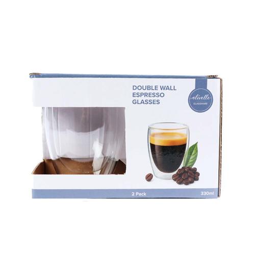Double Wall Espresso Glasses 330ml - 2 Pack