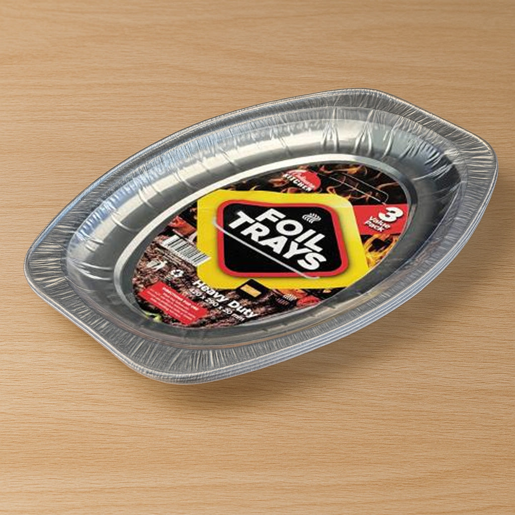 Foil Oval Tray - 42x28cm (3 Pack)