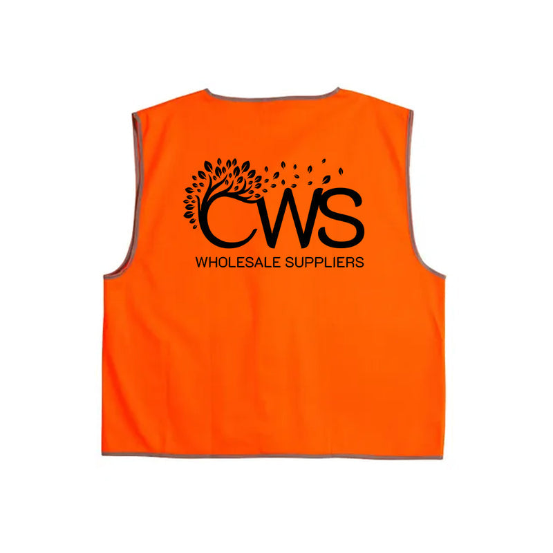 Bulk Buy Kids Hi Vis Vest - Orange - Back Logo