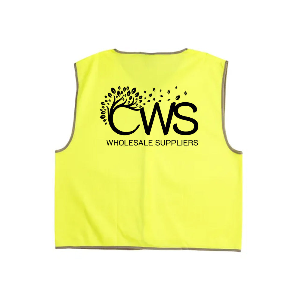 Bulk Buy Kids Hi Vis Vest - Yellow - Back Logo