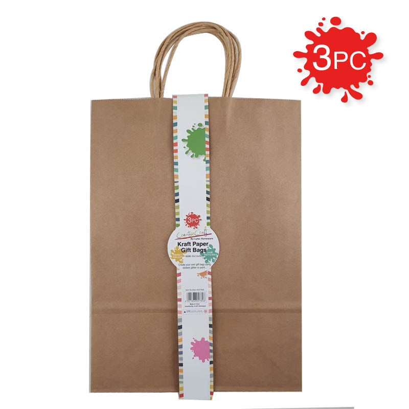 Wholesale Kraft Paper Gift Bags - 3 Pack