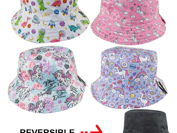 Wholesale Kids Bucket Hats - 1pc (Assorted Designs) - Girls