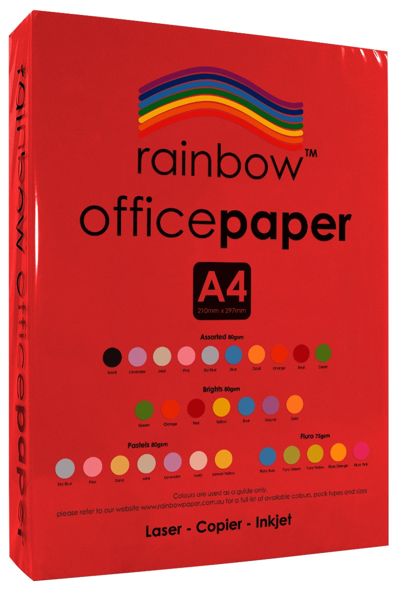 Rainbow Office Paper A4 80Ggsm - 500 Sheets