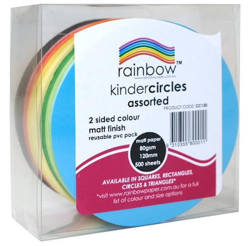 Rainbow Matt Circle 2 Side 80gsm 120mm - 500 Sheets