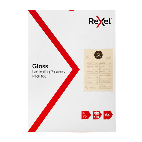 Rexel® Laminating Pouch A4 75 Micron - 100 Pack