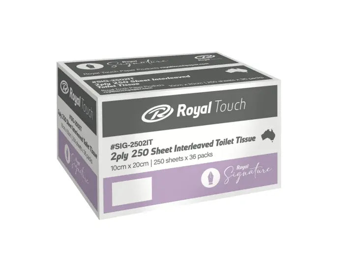 Royal Touch 2ply Soft Interleaved Toilet Tissue - 250 Sheets x 36 Pack