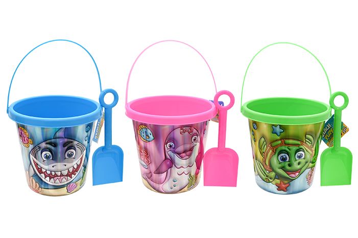 Bucket & Shovel with Print - Assorted Colours