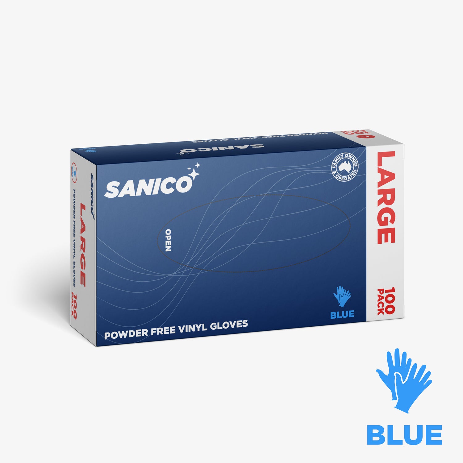 Sanico Vinyl Powder Free Gloves - Blue