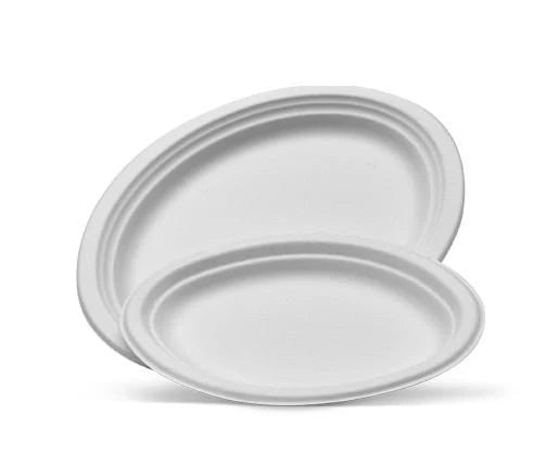 Sugarcane Biodegradable Oval Plates (13inch) - 50pcs