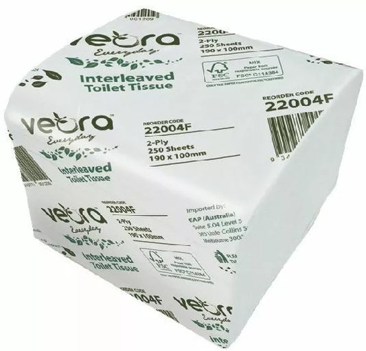 Veora Interleaved Toilet Tissue -250 Sheet - 36 Pack/CTN
