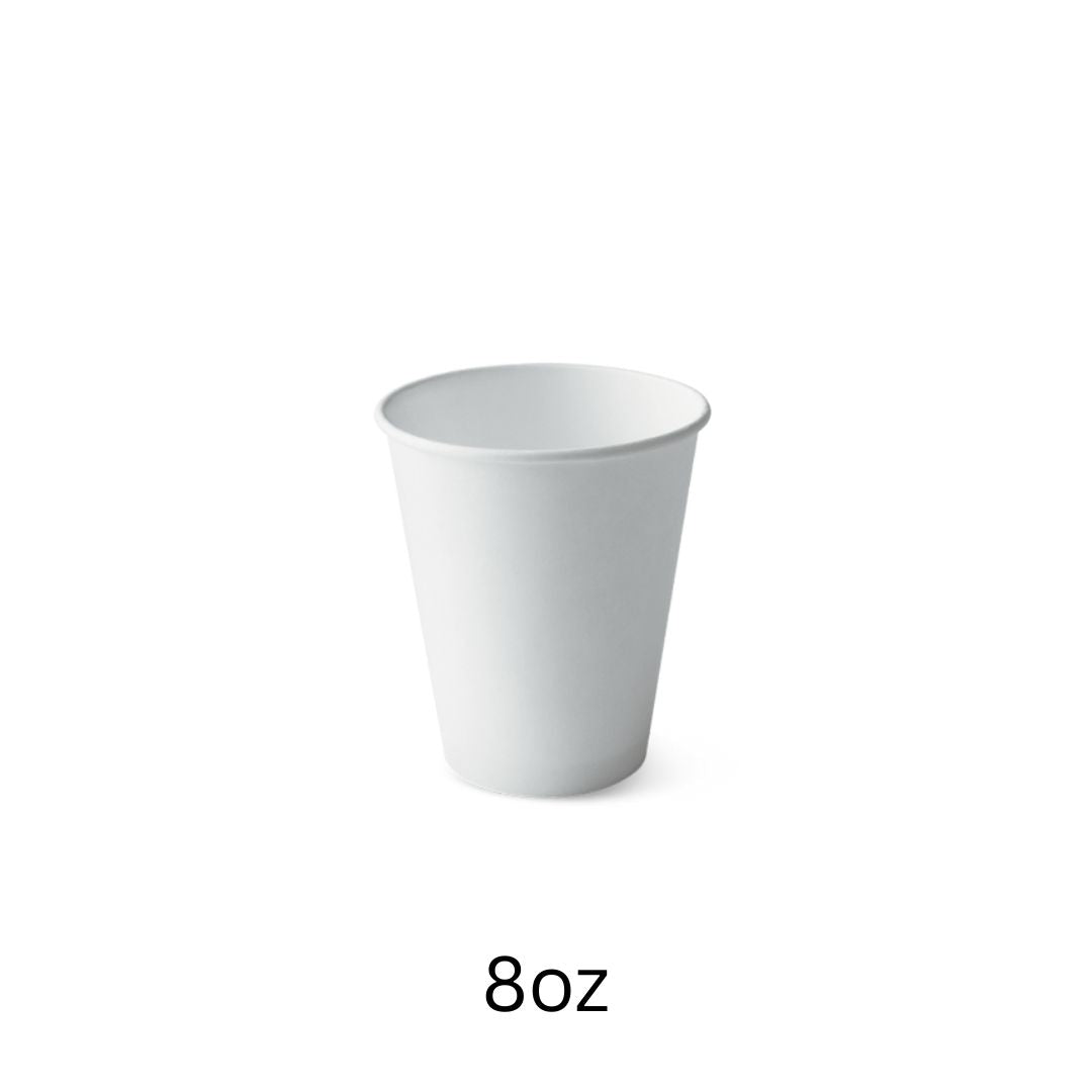 Takeaway Coffee Cups - White - 8oz (50 pcs)
