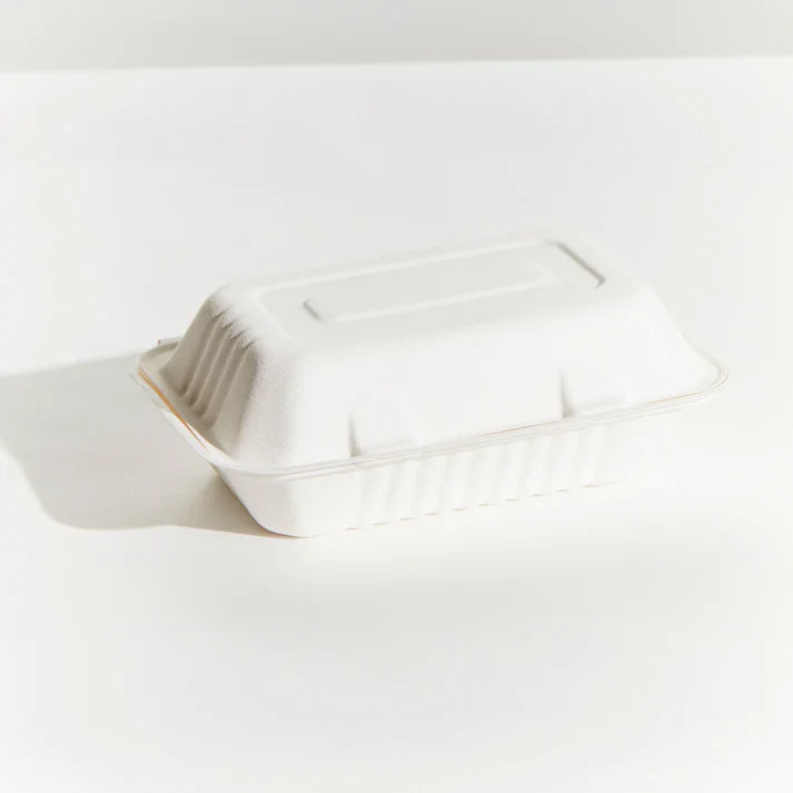 Wholesale SugarCane With Hinged Lid - Regular Dinner Box (50 Pack)